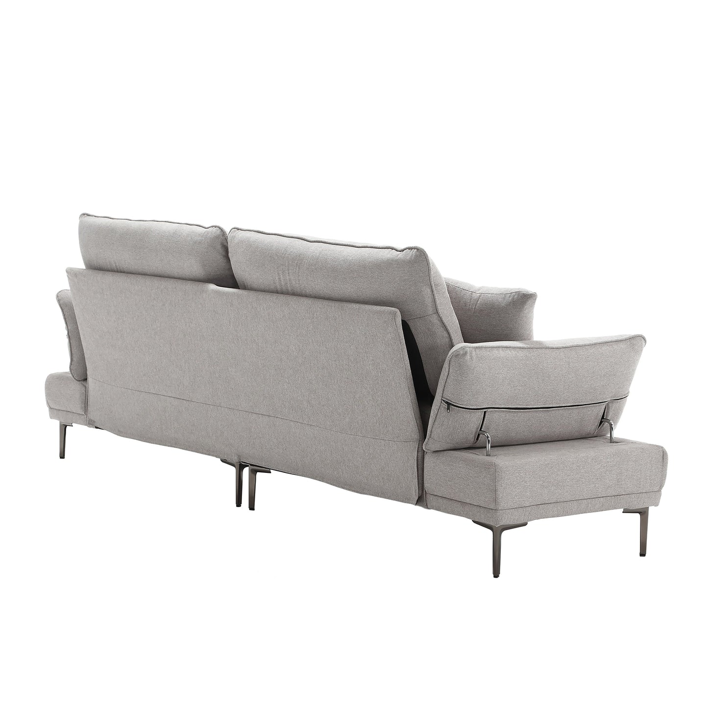 Light Gray Linen Loveseat Sofa with Adjustable Armrests
