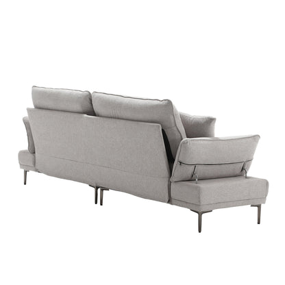 Light Gray Linen Loveseat Sofa with Adjustable Armrests