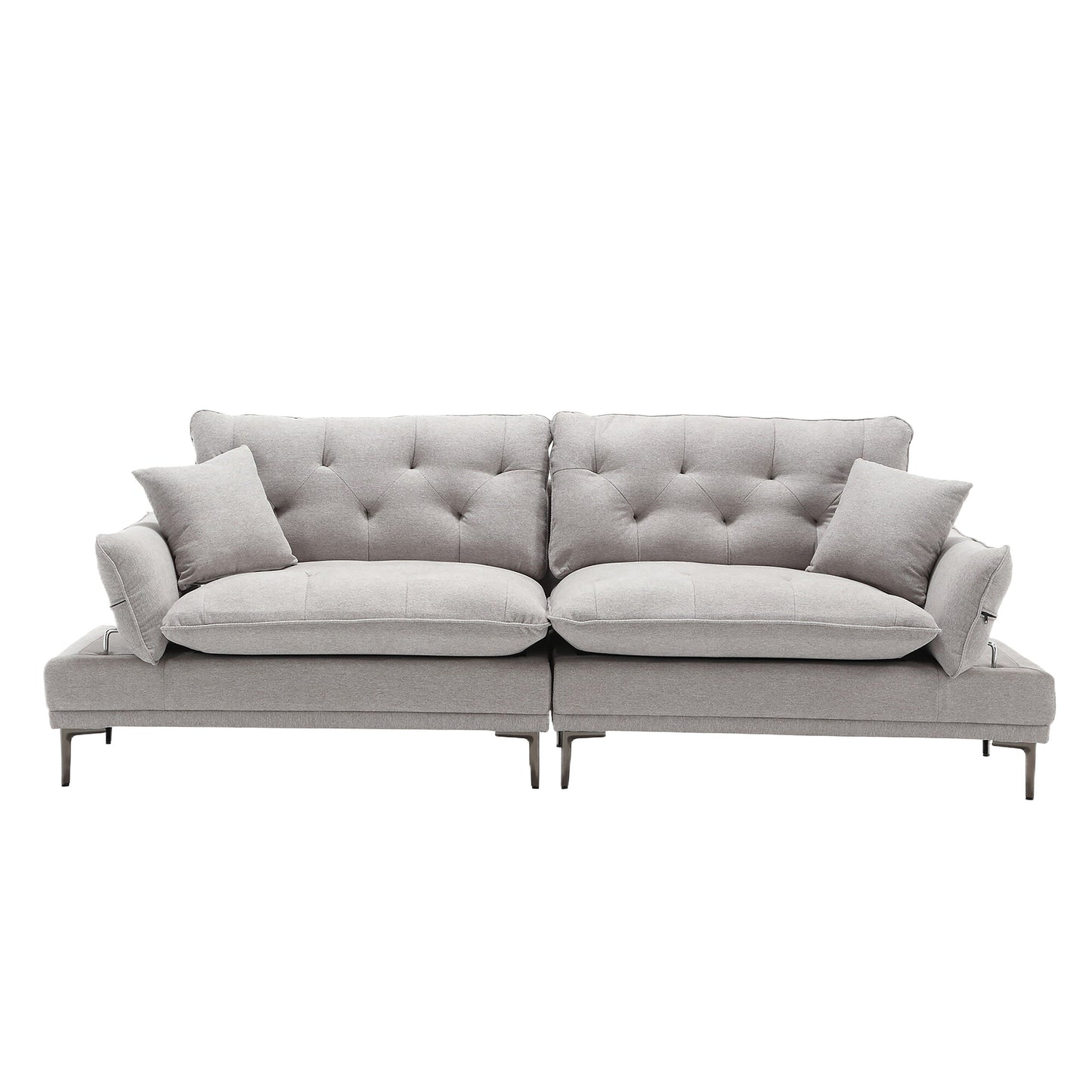 Light Gray Linen Loveseat Sofa with Adjustable Armrests