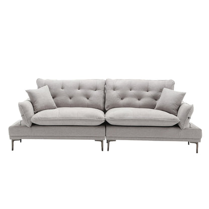 Light Gray Linen Loveseat Sofa with Adjustable Armrests