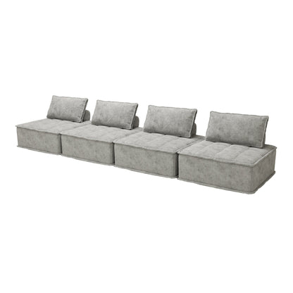 Light Gray Oversized 4-piece Chenille Modular Square Sofa Set with High-Density Foam Cushions, Free Combination