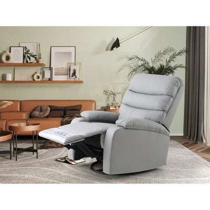 Light Gray PU Leather 360Â° Swivel Rocker Manual Recliner with Foot Anti Dirty Protection, Cat Scratch-resistant Fabric