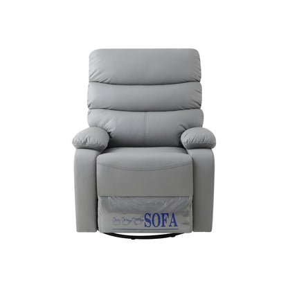 Light Gray PU Leather 360Â° Swivel Rocker Manual Recliner with Foot Anti Dirty Protection, Cat Scratch-resistant Fabric