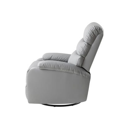 Light Gray PU Leather 360Â° Swivel Rocker Manual Recliner with Foot Anti Dirty Protection, Cat Scratch-resistant Fabric