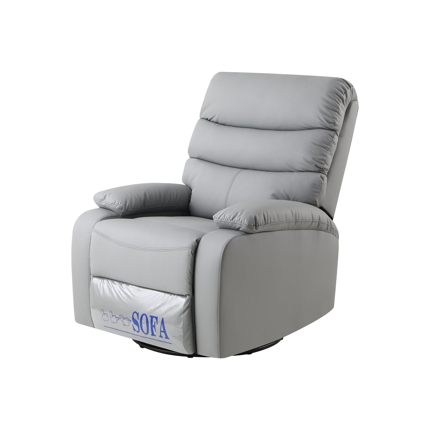 Light Gray PU Leather 360Â° Swivel Rocker Manual Recliner with Foot Anti Dirty Protection, Cat Scratch-resistant Fabric
