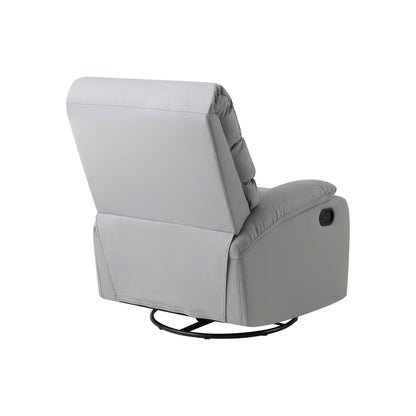 Light Gray PU Leather 360Â° Swivel Rocker Manual Recliner with Foot Anti Dirty Protection, Cat Scratch-resistant Fabric