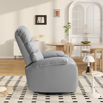 Light Gray PU Leather 360Â° Swivel Rocker Manual Recliner with Foot Anti Dirty Protection, Cat Scratch-resistant Fabric
