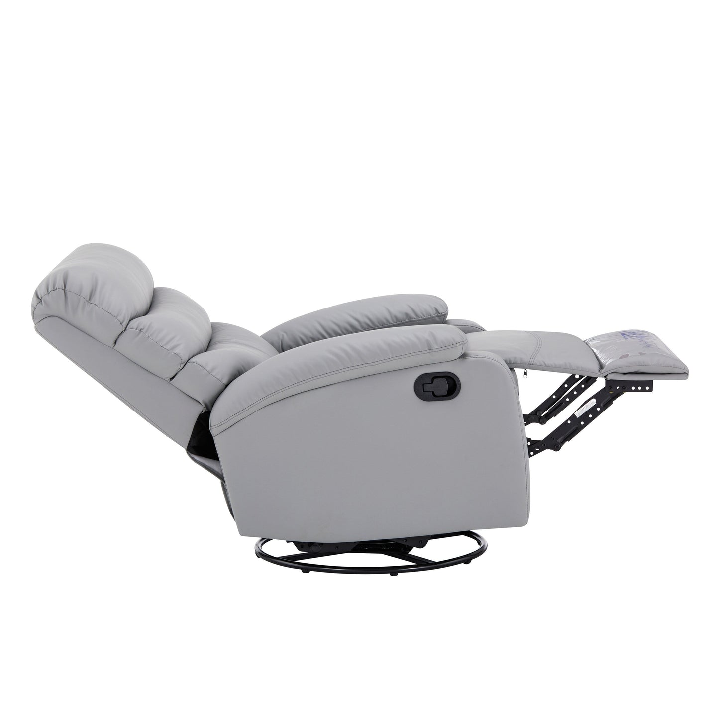 Light Gray PU Leather 360Â° Swivel Rocker Manual Recliner with Foot Anti Dirty Protection, Cat Scratch-resistant Fabric