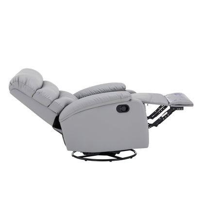 Light Gray PU Leather 360Â° Swivel Rocker Manual Recliner with Foot Anti Dirty Protection, Cat Scratch-resistant Fabric