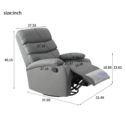 Light Gray PU Leather 360Â° Swivel Rocker Manual Recliner with Foot Anti Dirty Protection, Cat Scratch-resistant Fabric