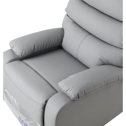Light Gray PU Leather 360Â° Swivel Rocker Manual Recliner with Foot Anti Dirty Protection, Cat Scratch-resistant Fabric