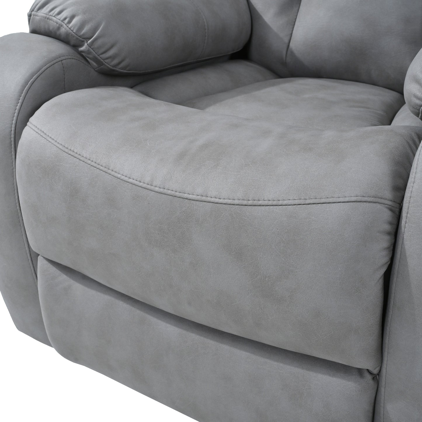 Light Gray Polyester Upholstered Power Lift Recliner for Elderly with Side Pocket, Pillow Top Arms, and Remote Control