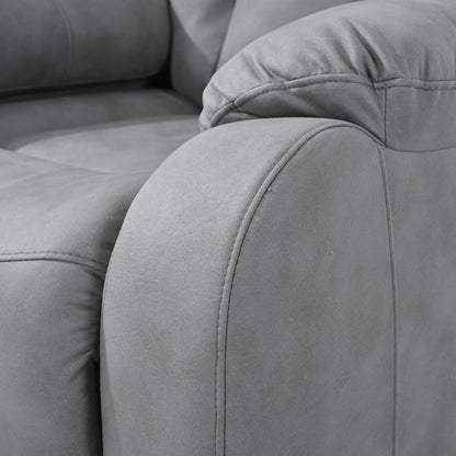 Light Gray Polyester Upholstered Power Lift Recliner for Elderly with Side Pocket, Pillow Top Arms, and Remote Control