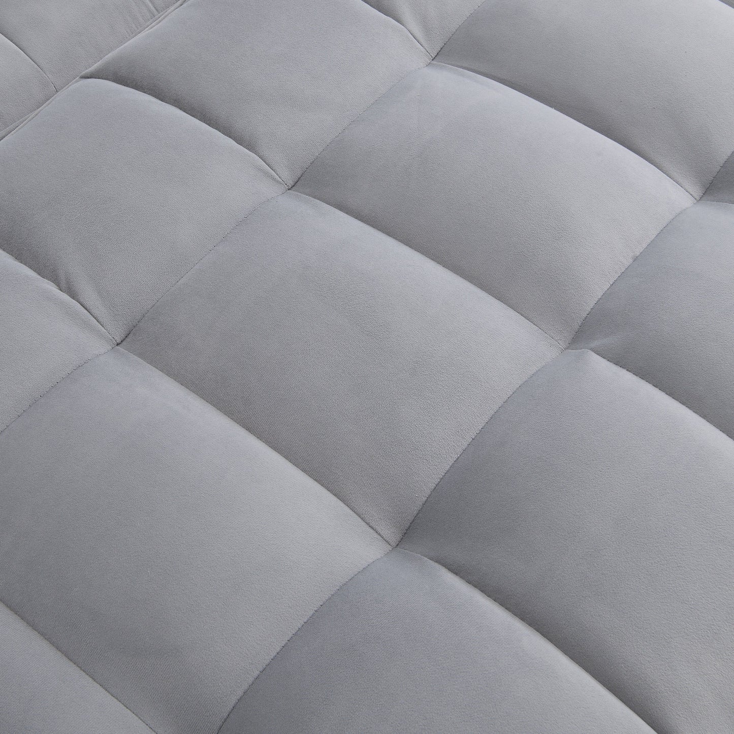 Light Gray Velvet Convertible Sleeper Loveseat Sofa with Adjustable Backrest