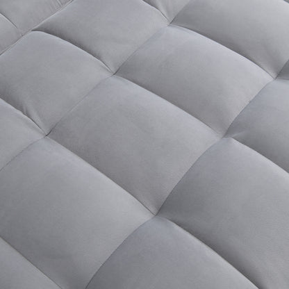 Light Gray Velvet Convertible Sleeper Loveseat Sofa with Adjustable Backrest