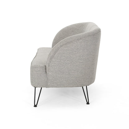 Light Grey 49.5 Upholstered Loveseat Sofa with Polished Hairpin Legs for Living Room