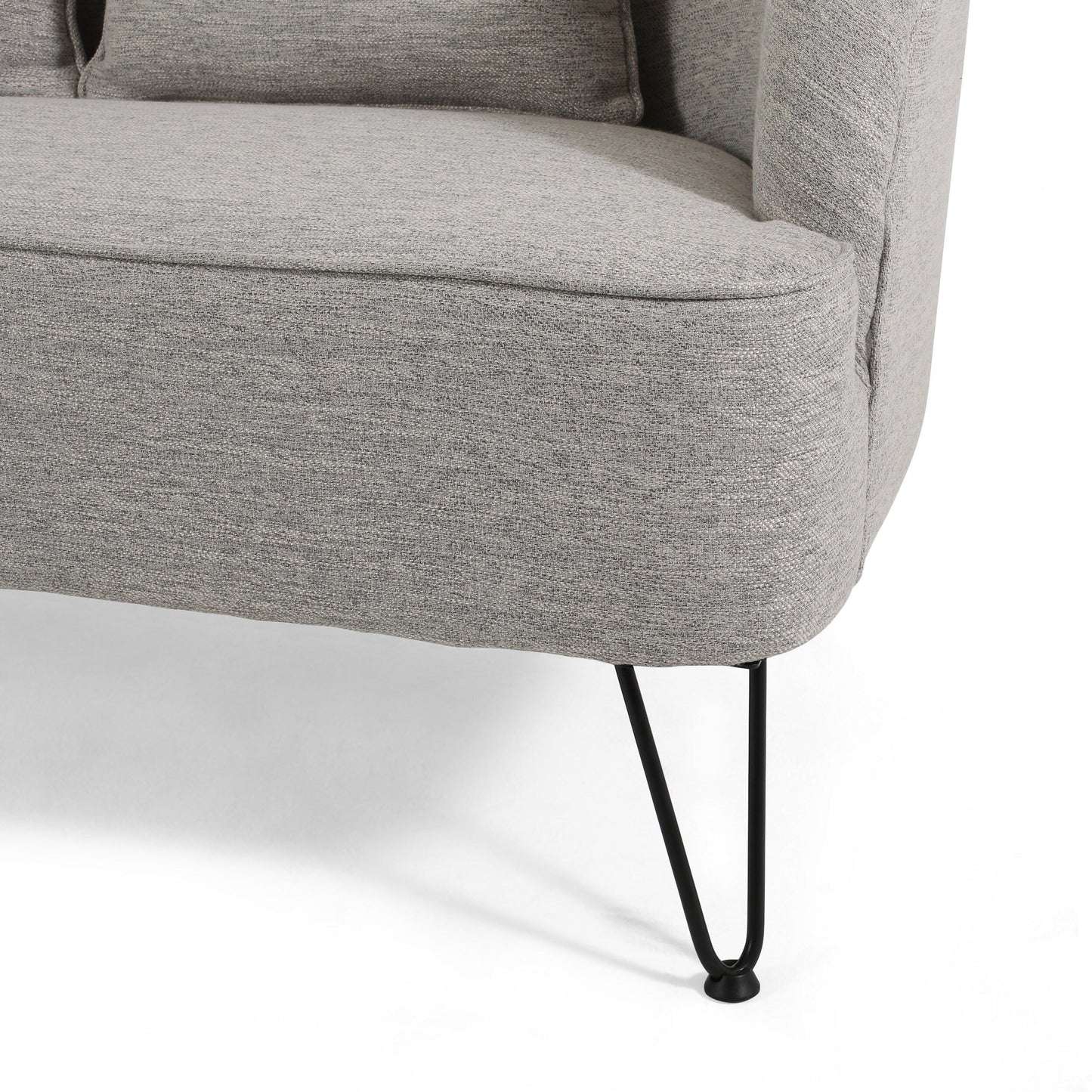 Light Grey 49.5 Upholstered Loveseat Sofa with Polished Hairpin Legs for Living Room
