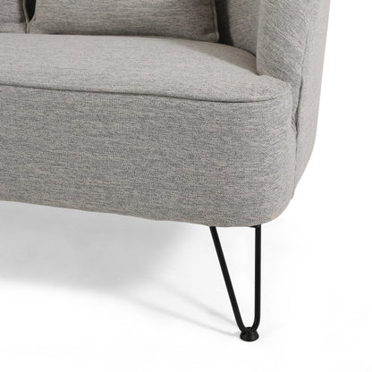 Light Grey 49.5 Upholstered Loveseat Sofa with Polished Hairpin Legs for Living Room