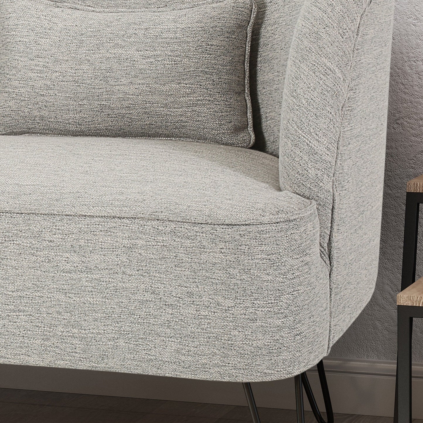 Light Grey 49.5 Upholstered Loveseat Sofa with Polished Hairpin Legs for Living Room