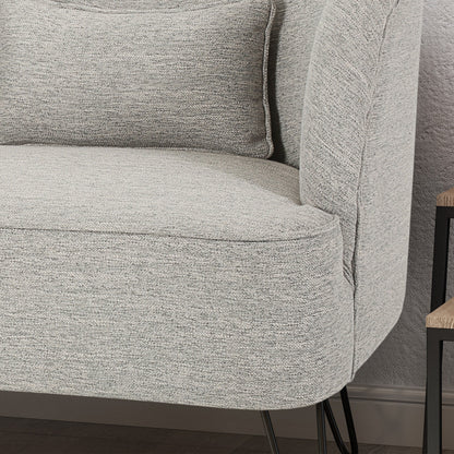 Light Grey 49.5 Upholstered Loveseat Sofa with Polished Hairpin Legs for Living Room
