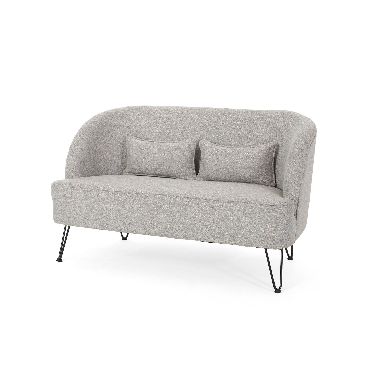Light Grey 49.5 Upholstered Loveseat Sofa with Polished Hairpin Legs for Living Room