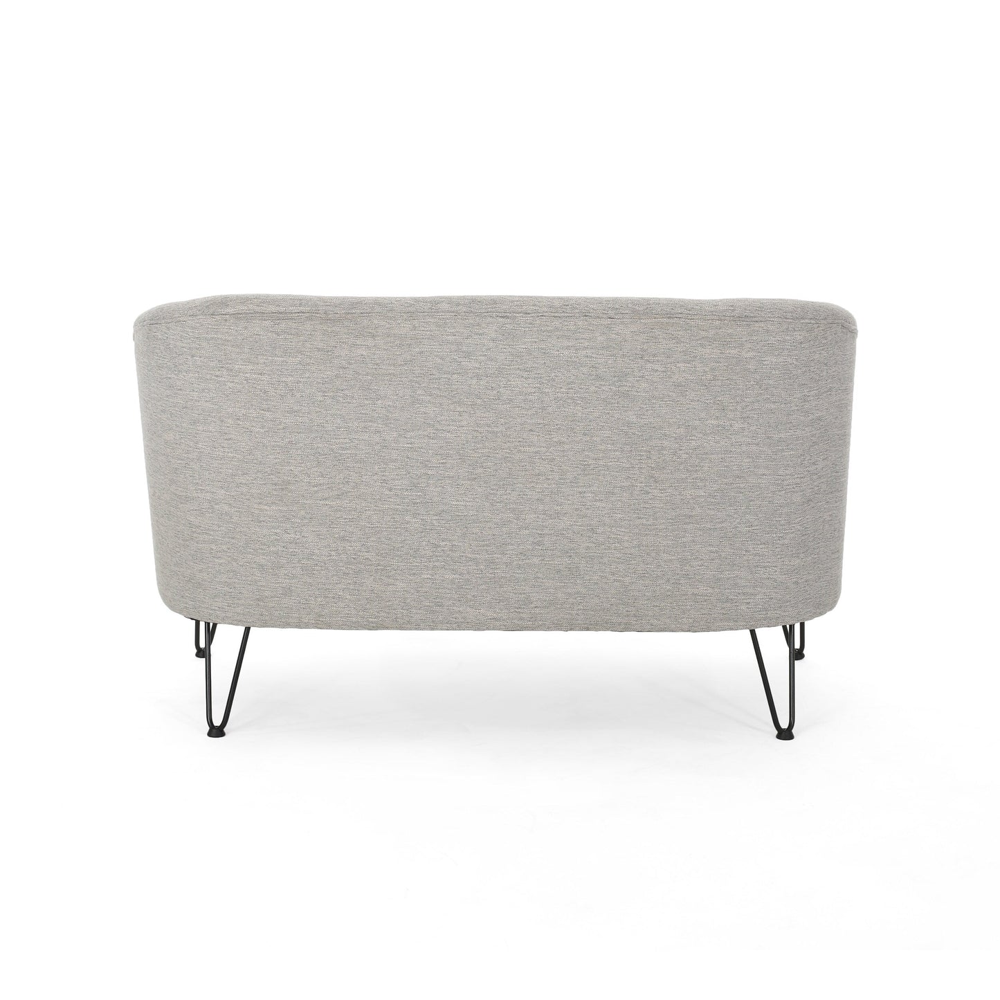 Light Grey 49.5 Upholstered Loveseat Sofa with Polished Hairpin Legs for Living Room