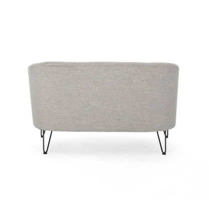 Light Grey 49.5 Upholstered Loveseat Sofa with Polished Hairpin Legs for Living Room