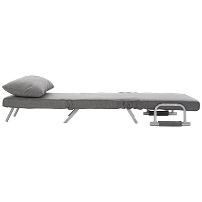 Light Grey 73 Single Person Folding 5 Position Convertible Sofa Bed with Pillow and Steel Frame for Home Office