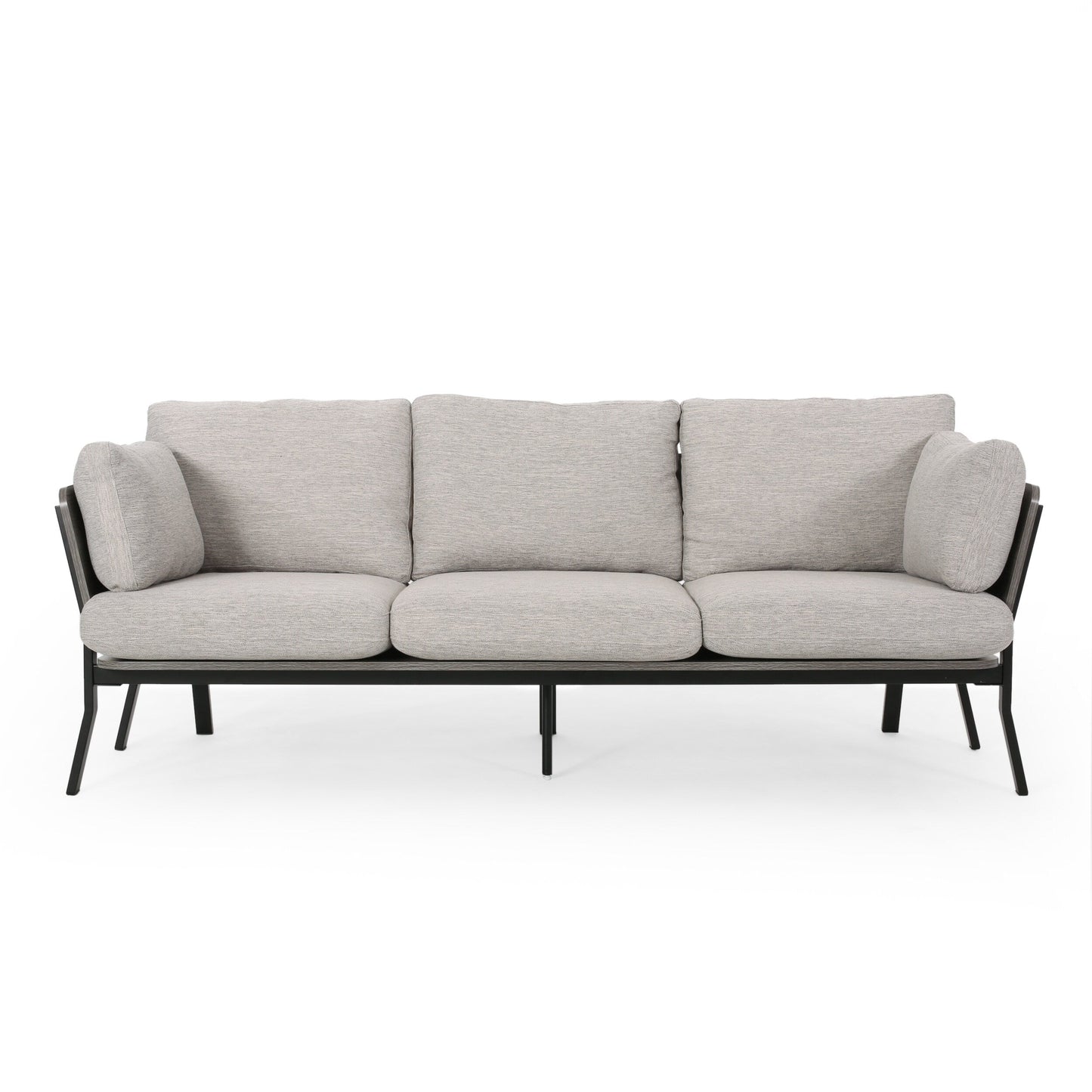 Light Grey Flared Arms 3-seater Sofa with Pillows