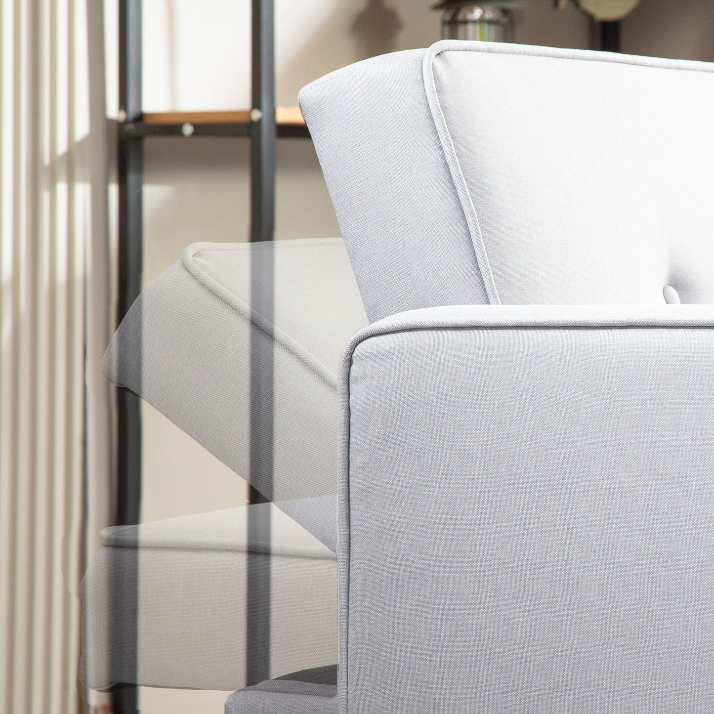 Light Grey Modern 71.65 Convertible 3-seater Futon Sofa Bed with Solid Wood Legs and Pillows for Living Room
