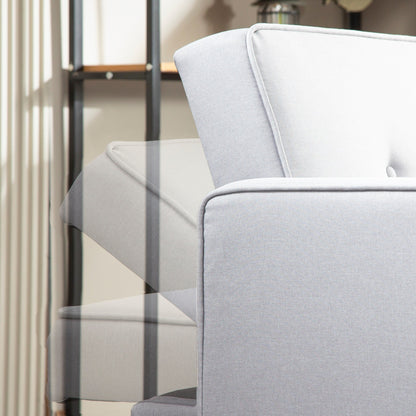 Light Grey Modern 71.65 Convertible 3-seater Futon Sofa Bed with Solid Wood Legs and Pillows for Living Room