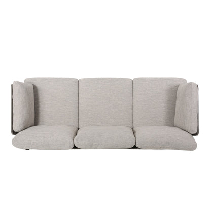Light Grey Modern 80.25 3-seater Flared Arms Sofa with Pillows and Wood Legs for Living Room