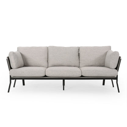 Light Grey Modern 80.25 3-seater Flared Arms Sofa with Pillows and Wood Legs for Living Room