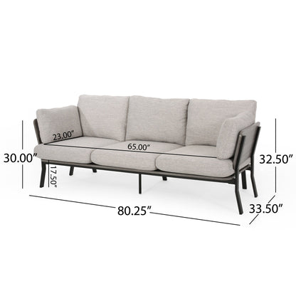 Light Grey Modern 80.25 3-seater Flared Arms Sofa with Pillows and Wood Legs for Living Room