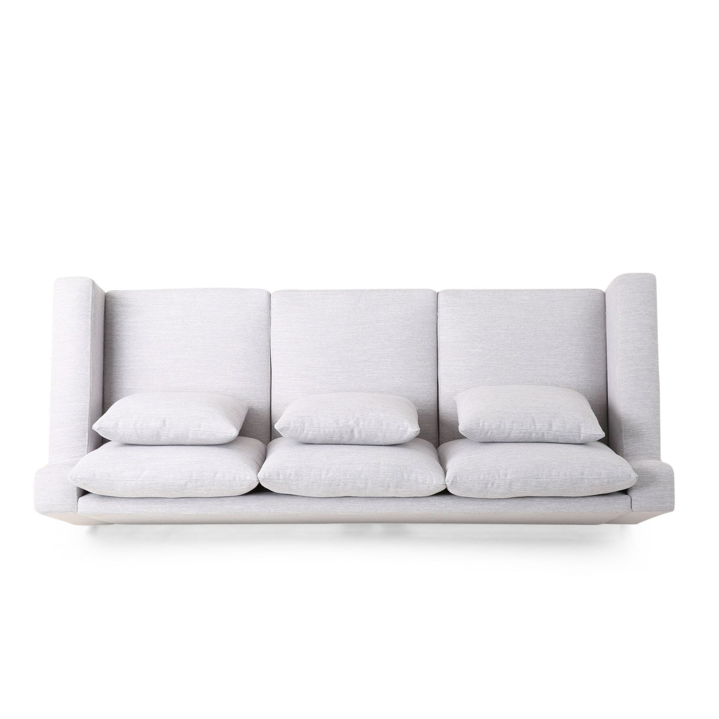 Light Grey Modern 80 3-seater Sofa with Wood Legs and Matching Pillows for Living Room
