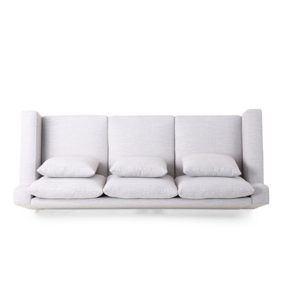 Light Grey Modern 80 3-seater Sofa with Wood Legs and Matching Pillows for Living Room