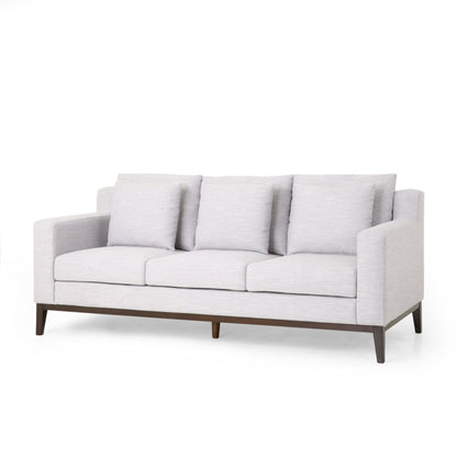 Light Grey Modern 80 3-seater Sofa with Wood Legs and Matching Pillows for Living Room