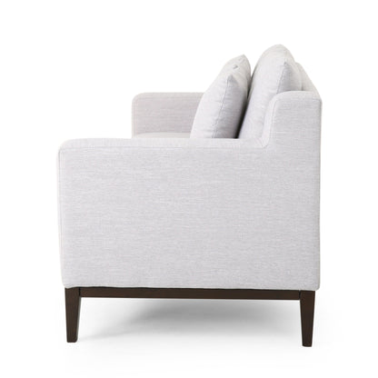 Light Grey Modern 80 3-seater Sofa with Wood Legs and Matching Pillows for Living Room