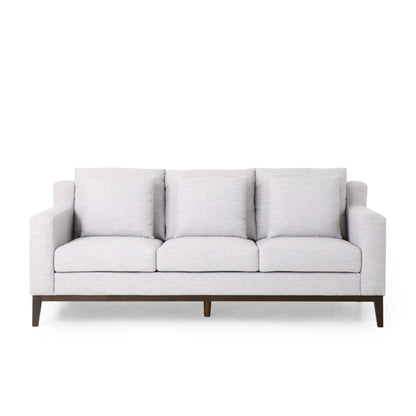 Light Grey Modern 80 3-seater Sofa with Wood Legs and Matching Pillows for Living Room