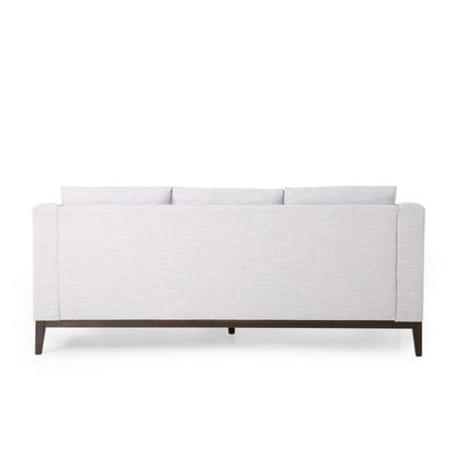 Light Grey Modern 80 3-seater Sofa with Wood Legs and Matching Pillows for Living Room