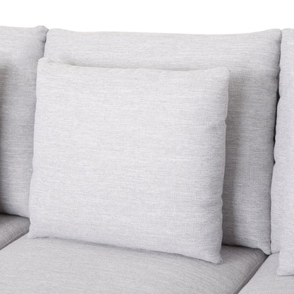 Light Grey Modern 80 3-seater Sofa with Wood Legs and Matching Pillows for Living Room