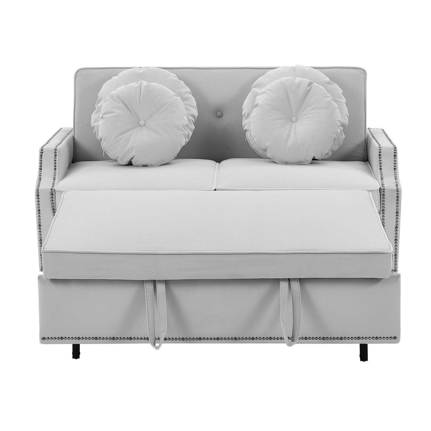 Light Grey Polyester Loveseat Adjustable Sofa Bed with USB Ports