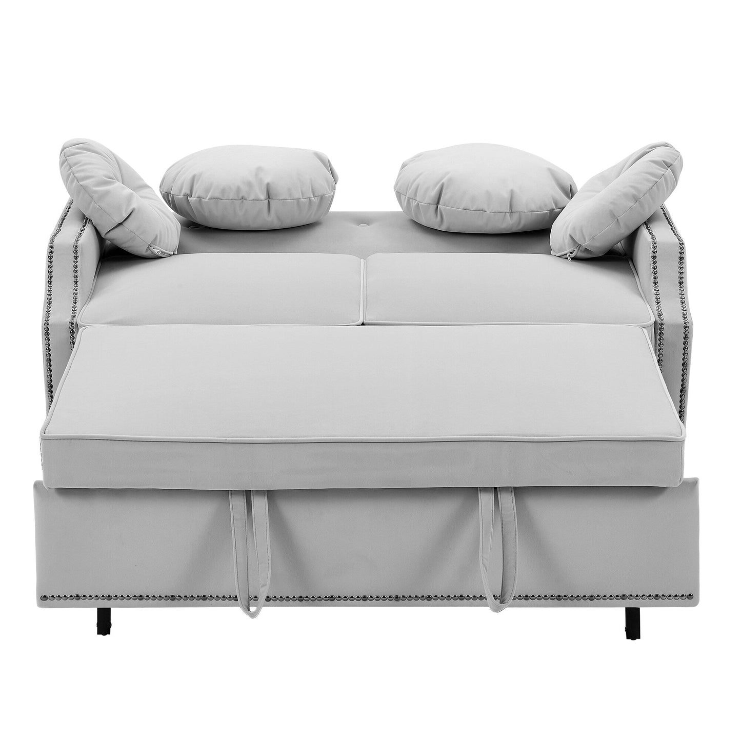 Light Grey Polyester Loveseat Adjustable Sofa Bed with USB Ports