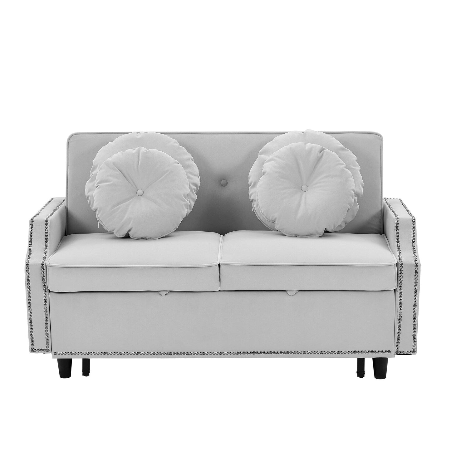 Light Grey Polyester Loveseat Adjustable Sofa Bed with USB Ports