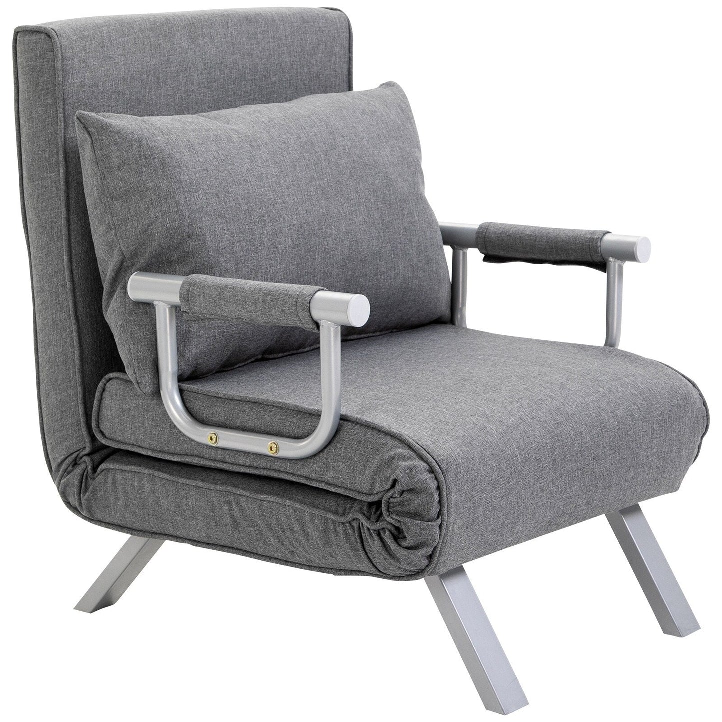 Light Grey Single Folding 5-Position Convertible Sofa Bed
