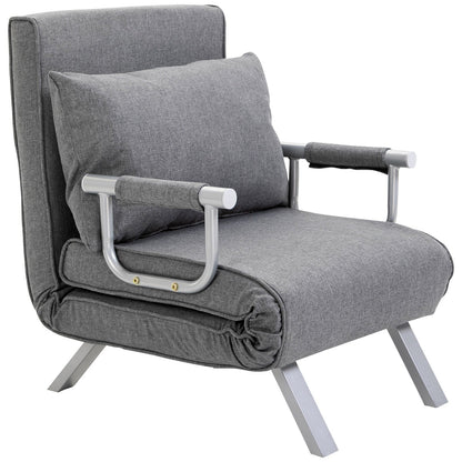 Light Grey Single Folding 5-Position Convertible Sofa Bed