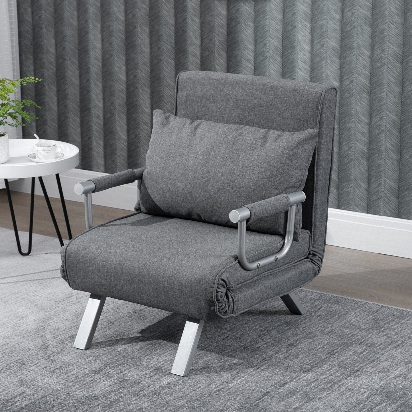 Light Grey Single Folding 5-Position Convertible Sofa Bed