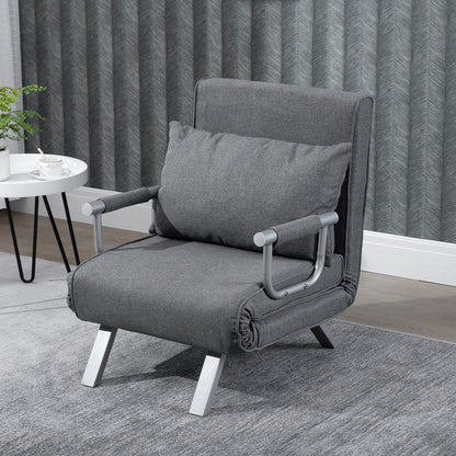 Light Grey Single Folding 5-Position Convertible Sofa Bed