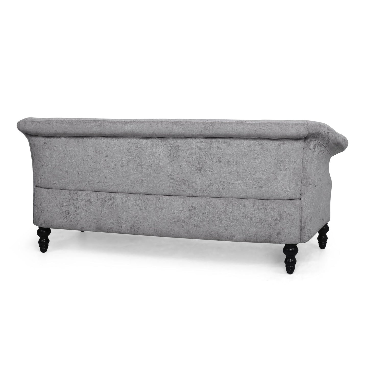 Light Grey Velvet Loveseat Flared Arms Tufted Sofa with Deep Seat