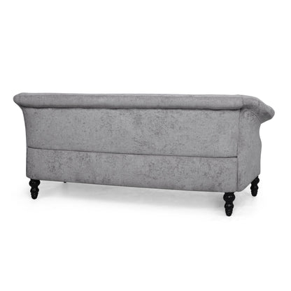Light Grey Velvet Loveseat Flared Arms Tufted Sofa with Deep Seat